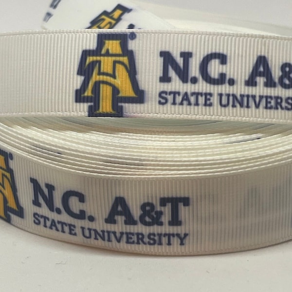 NC A and T - 7/8 inch Grosgrain Ribbon - College Ribbon - NC A&T State University