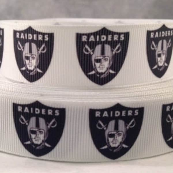 Raiders Ribbon - Las Vegas Raiders - 7/8" Grosgrain Ribbon - Football Ribbon - Raiders