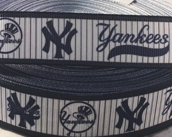 Baseball Inspired Ribbon (Black Pinstripe) - 7/8" Grosgrain Ribbon - Baseball Ribbon