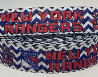 Rangers Ribbon - 5/8-inch Grosgrain Ribbon - New York Rangers Hockey Ribbon - Sports Ribbon - Hockey