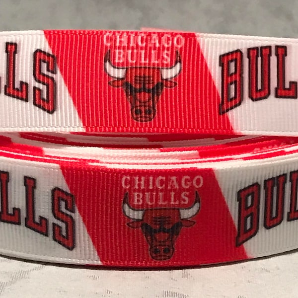 Basketball Ribbon -  7/8 inch Grosgrain Chicago Basketball Ribbon - Ribbon by the yard