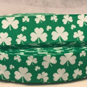 Shamrock Ribbon - 7/8-inch Grosgrain Ribbon - St. Patrick's Day Ribbon