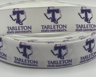 College Inspired Ribbon - 7/8-inch Grosgrain Ribbon -College Sports Ribbon - Tarleton