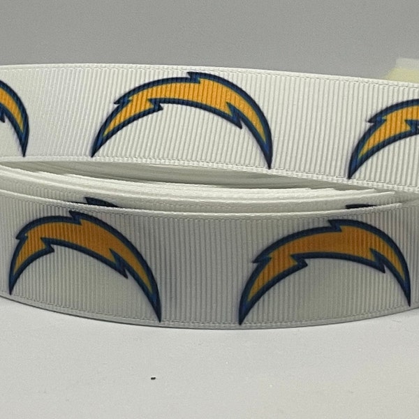 Chargers Ribbon - 7/8" Grosgrain Ribbon - Football Ribbon - Los Angeles Chargers