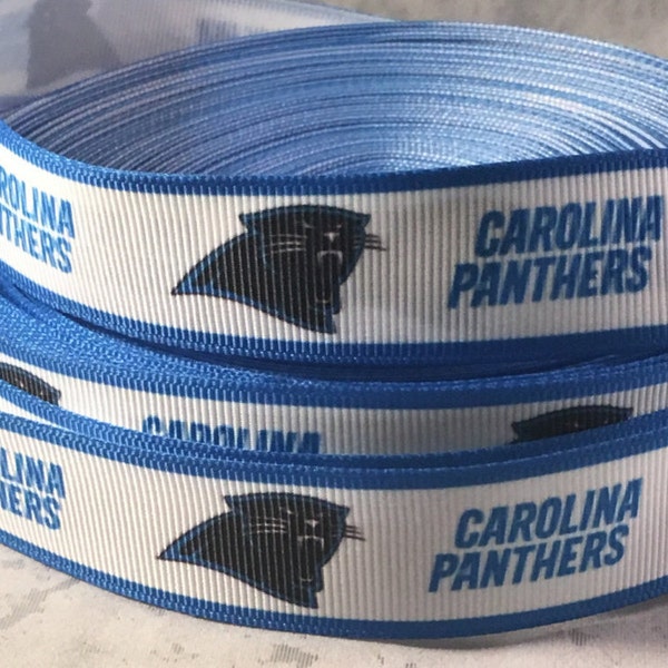 Panthers Ribbon - Carolina Panthers 7/8" Grosgrain Ribbon by the yard -  Football Ribbon