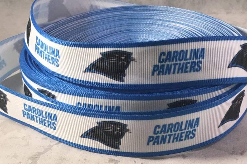 Panthers Ribbon Carolina Panthers 7/8 Grosgrain Ribbon by the yard Football Ribbon image 1