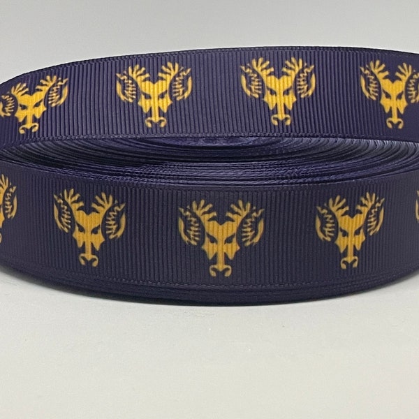 West Chester University Ribbon - College Ribbon - 7/8 inch Grosgrain Ribbon-College Sports Ribbon-Golden Rams-DIY Craft Supply-Sports Bows