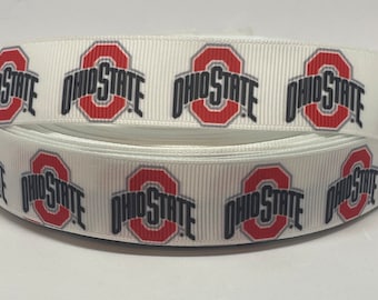 College Inspired Ribbon - 7/8-inch Grosgrain Ribbon - College Sports Ribbon - Ohio