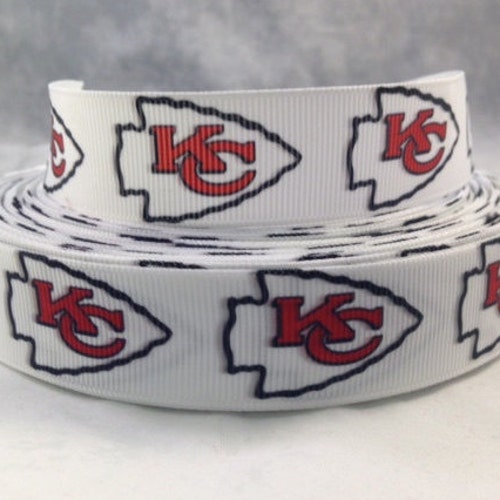 KANSAS CITY CHIEFS FOOTBALL 7/8\" Grosgrain Ribbon 1, 5, 10 Yards SHIP...