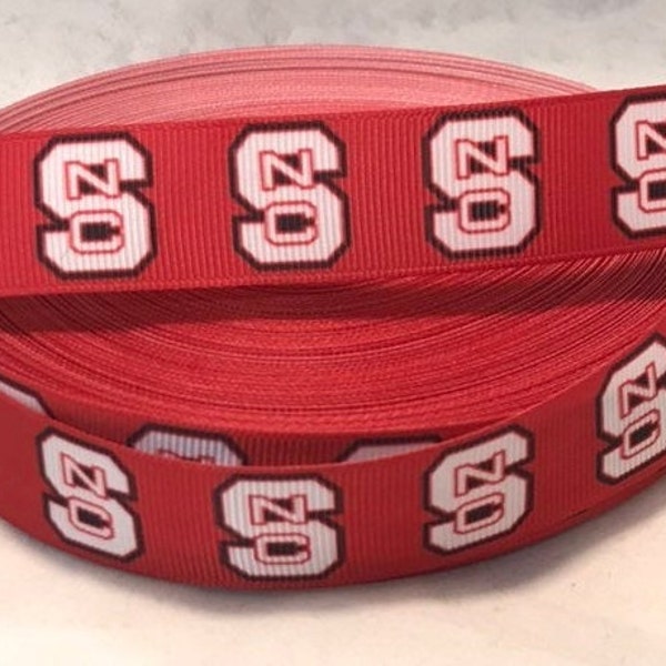 North Carolina State Ribbon - 7/8 inch Grosgrain Ribbon-College Sports Ribbon - NC State Ribbon