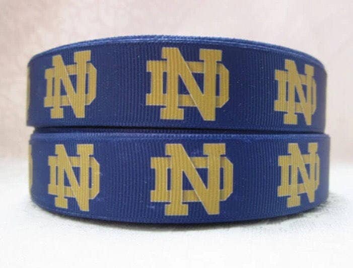 Notre Dame Ribbon - College Ribbon - 7/8 inch Grosgrain Ribbon-Colleg…