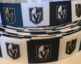 Knights Ribbon - 7/8 inch Grosgrain Ribbon - Las Vegas Knights Ribbon - Hockey Ribbon