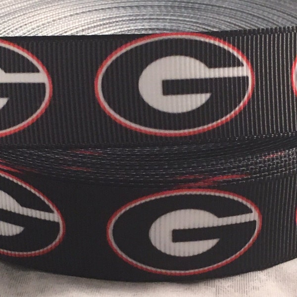 Georgia Ribbon - 7/8 inch Grosgrain Ribbon - College Ribbon -University of Georgia - Bulldogs