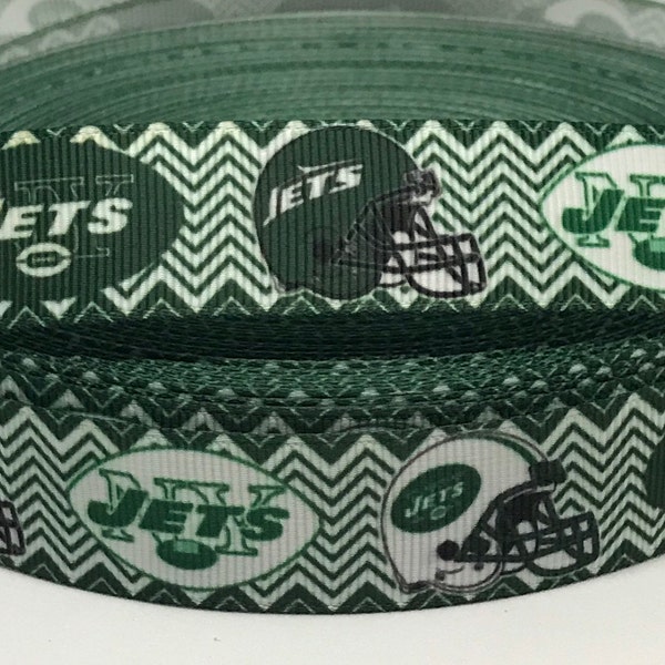 Jets Ribbon - 7/8" Grosgrain Ribbon - Football Ribbon - New York Jets