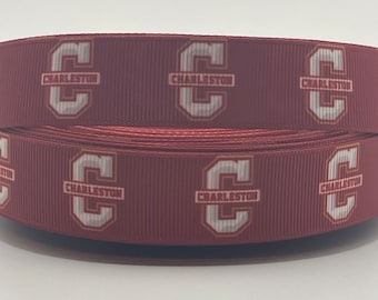 College Inspired Ribbon - 7/8-inch Grosgrain Ribbon - College Sports Ribbon - Charleston