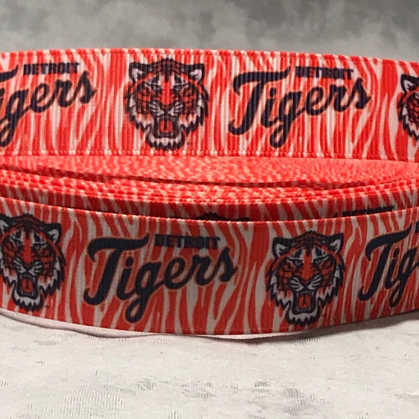 Tigers Ribbon - Detroit Tigers Baseball Ribbon - 7/8" Grosgrain Ribbon - Baseball Ribbon