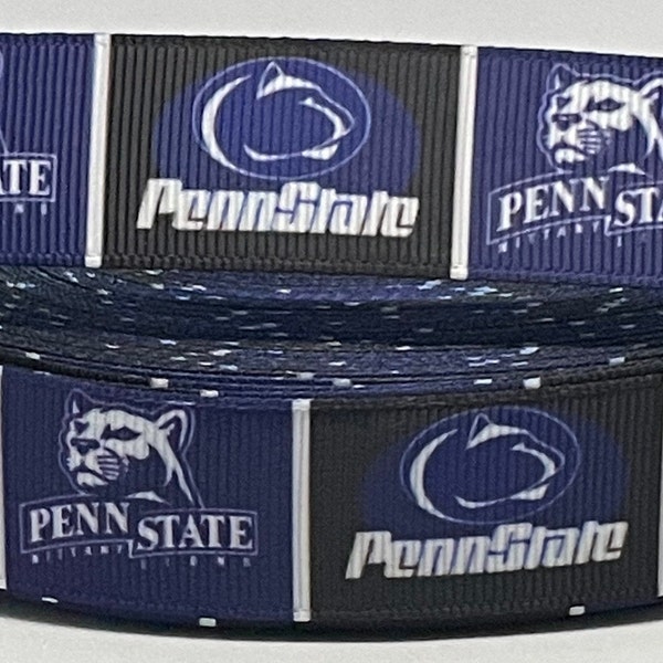 Penn State Ribbon - 7/8 inch Grosgrain Ribbon - College Sports Ribbon -Penn State Ribbon.