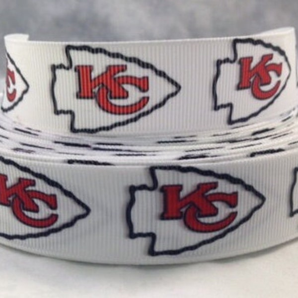 Chiefs Ribbon - 7/8" Grosgrain Ribbon- Kansas City Chiefs Ribbon- Football Ribbon - Chiefs