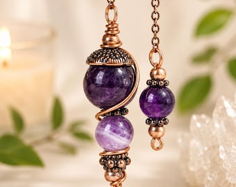Mini Amethyst Dowsing Pendulum for Calm, Clarity & Self-Trust, Crystal Divination Tool | Spiritual Gift 5 inch
