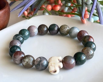 Indian Agate Protection Bracelet, Meditation Yoga Bracelet, Spiritual Energy Healing, Mala Beads Chakra Bracelet, Abundance Bracelet