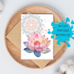 2 Lotuses leere Karte, spirituelles Yoga, motivierend, inspirierend, Grußkarte achtsame Meditation, druckbare sofortiger digitaler Download