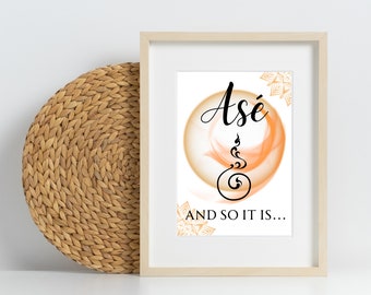 Póster con cita espiritual de Asé, arte de meditación (descarga digital)