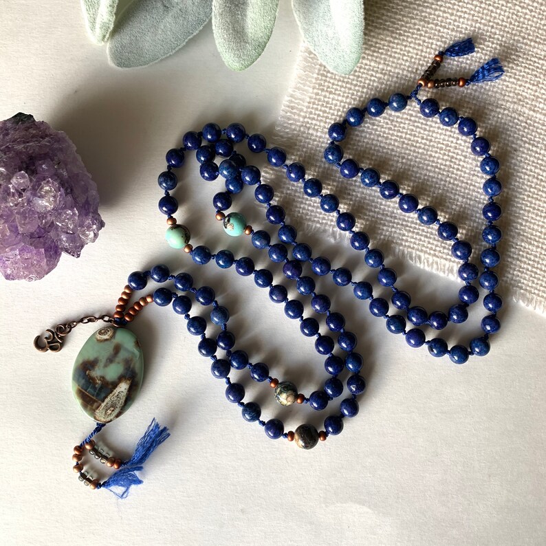 Protection Necklace, Spiritual Healing, Throat Chakra Healing, Energy Healing, 108 Mala Beads, Yoga Meditation Necklace, True Healing Source image 2