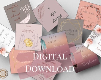 Printable Law of Attraction Cards, Self Love Quotes, Positive Affirmations, Prosperity + Abundance, Manifesting Money Affirmations Gratitude