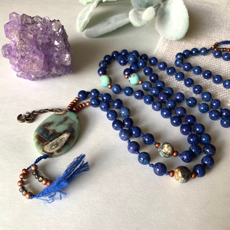 Protection Necklace, Spiritual Healing, Throat Chakra Healing, Energy Healing, 108 Mala Beads, Yoga Meditation Necklace, True Healing Source image 4