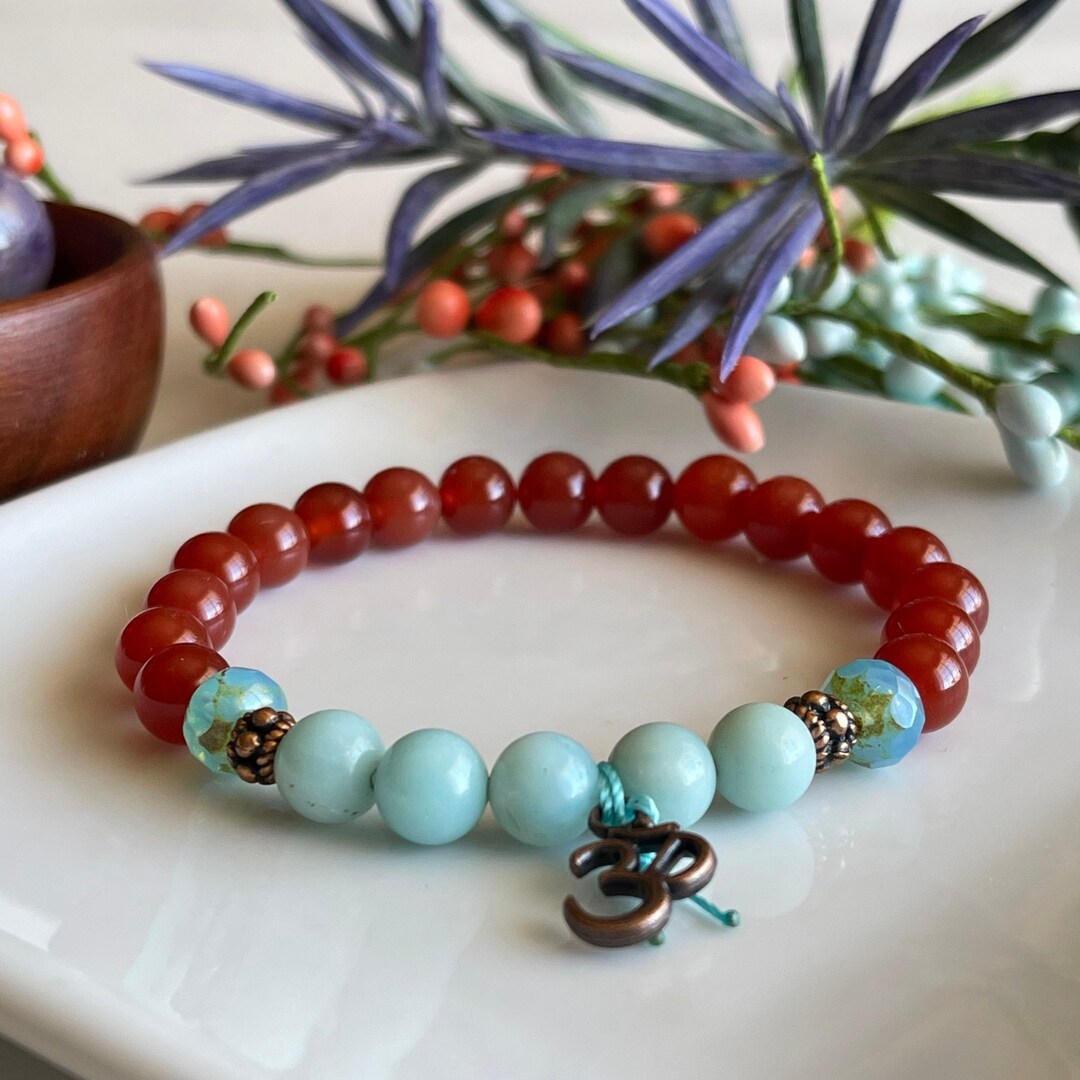 Carnelian Kundalini Bracelet, Om Meditation Yoga Bracelet, Spiritual