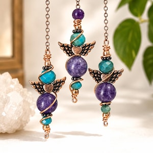Mini Amethyst Dowsing Pendulum for Calm, Clarity & Self-Trust, Crystal Divination Tool | Spiritual Gift (5 1/2 inch)