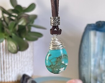 Turquoise Necklace, Heart Chakra Necklace, Inner Peace, Energy Healing Necklace, Wire Wrapped Turquoise, Yoga Meditation True Healing Source