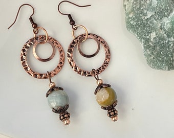 Amazonite and Copper Earrings