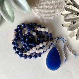 Rose Quartz Mala, Love Beads, Tranquility Necklace, Yoga Meditation Mala Beads, Spiritual Healing, Chakra Necklace, Mantra Prayer Beads