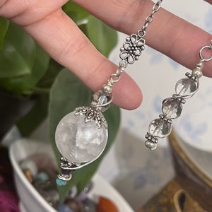 Quartz Crystal Dowsing Pendulum, Gemstone Pendulum, Chakra Crystal Pendulum, Energy Healing Pendulum, Metaphysical Dowsing, Yoga Meditation