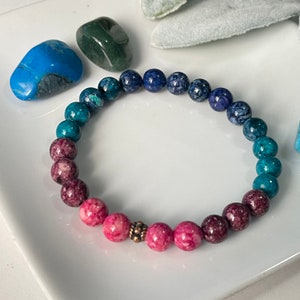 7 Chakra Mala Bracelet, Fossil Stone Bracelet, Energy Healing Mala, Yoga Bracelet, Meditation Bracelet, Heart Chakra Bracelet, Prayer Beads image 3