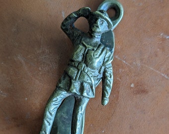 Antique Brass Tommy Soldier WWII Door Knocker