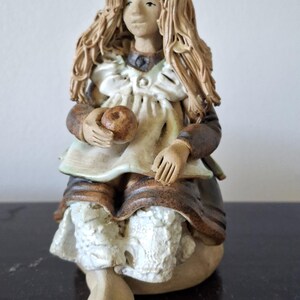 Val Newman Seated Girl With Apple Art Pottery