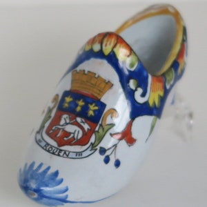 c19th French Faience Jules Verlingue Shoe Rouen Crest