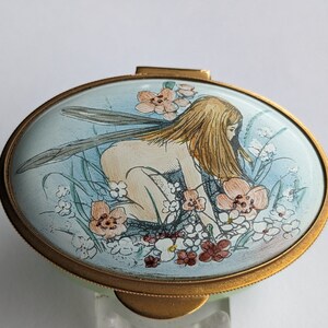 Staffordshire Enamel Musical Trinket Box Waltz of the Flowers fairy
