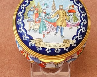 1986 Halcyon Days Enamels BOXED Christmas Santa Christmas Eve