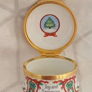 Halcyon Days Christmas 1988 Trinket Box Holly and Xmas Tree - Etsy