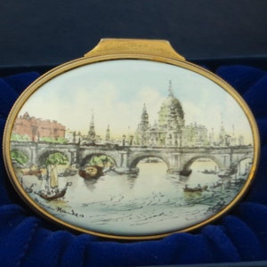 Bilston Battersea Enamel Trinket Box - St Pauls & Old Waterloo Bridge , boxed