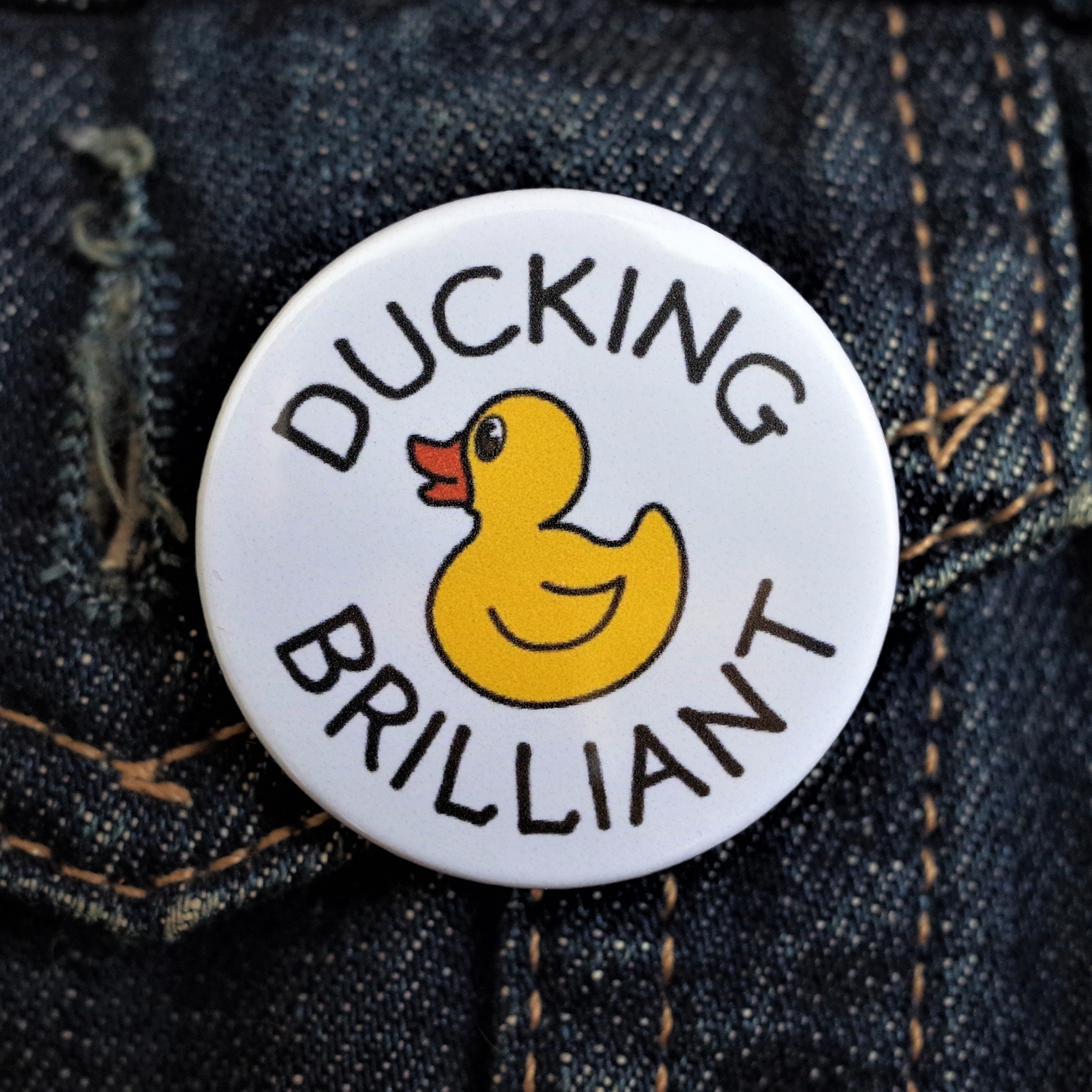 Rubber Duck Keyring Pin Badge can be PERSONALISED High Gloss Finish