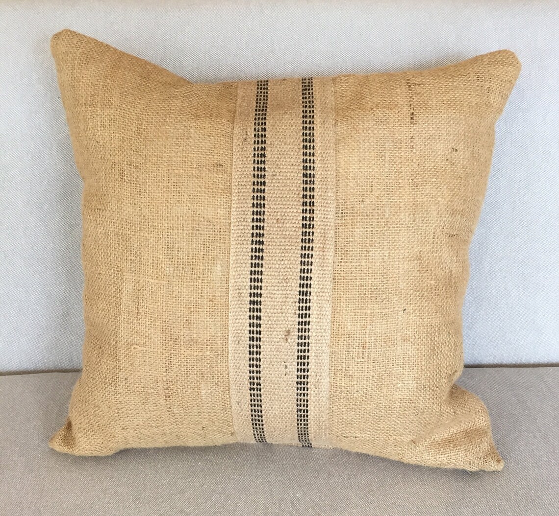 Natural Burlap Cushion Cover With Vintage Jute bing Band Etsy UK