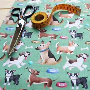 Original fabric with digital print on 100% cotton, dog pattern designed by Crisdemarchi Atelier.