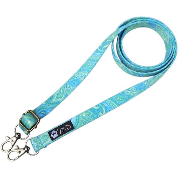 Aqua Paisley Phone Cross Body Adjustable Strap / Made in Japan