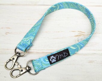 Aqua Paisley Phone Wrist Strap / Phone Wristlet / Phone Lanyard / Made in Japan