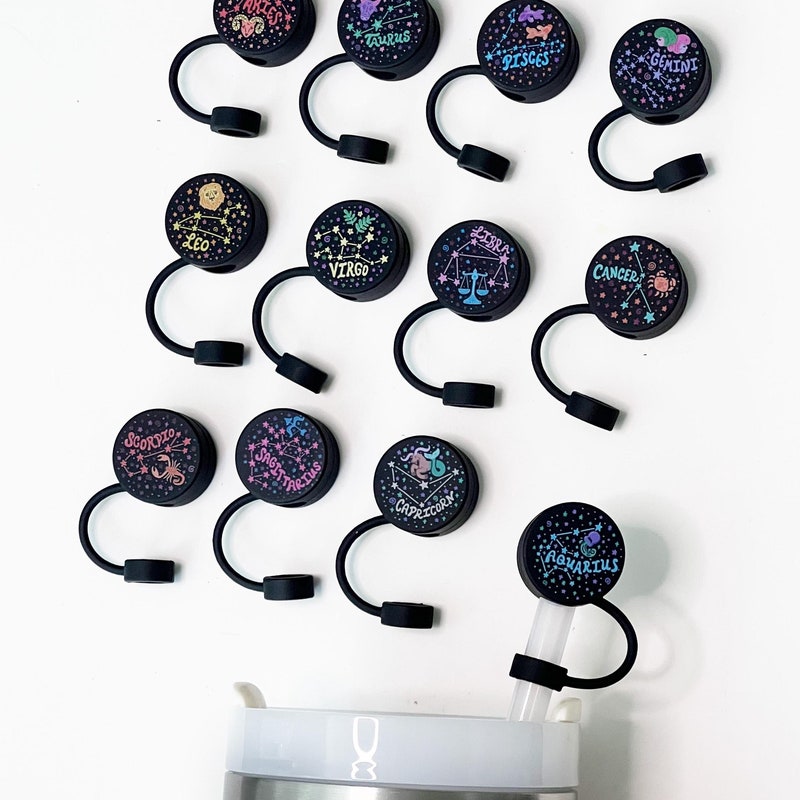 🎁Buy 2 FREE SHIPPING🎁Zodiac Sign Straw Topper, Stanley Straw Cover, Stanley Accessories, Personalized Gifts, Gifts For Teenagers