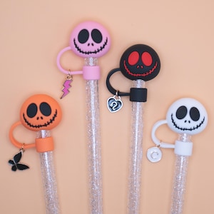 Decorazione di Halloween con cannuccia Stanley, decorazione di zucca con cannuccia, tappo di paglia, copertura di paglia, accessori Stanley, accessori per bicchieri